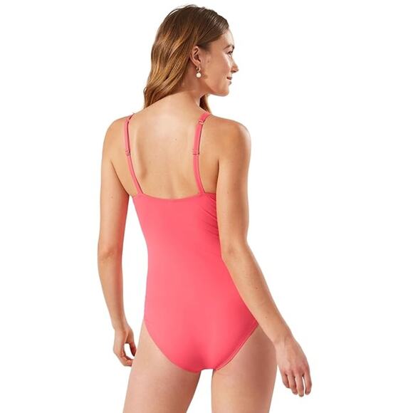 TOMMY BAHAMA Women's Pearl Cross Front One-Piece Swimsuit Size 6 Pink OTS NWT - Picture 2 of 9